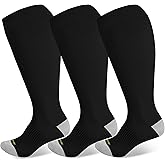 LEVSOX Plus Size Compression Socks Wide Calf Men&Women 20-30 mmhg Knee High Support Socks for Medical, Nurse, Diabetic