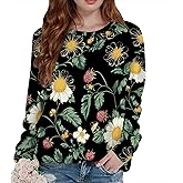 BIVENANT Womens Floral Pullover Sweatshirt Oversized Flower Print Crewneck Tops with Trendy Loose Casual Fall Winter Clothes