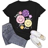 Wlen Womens Teacher Shirts Happy to See Your Face T-Shirt for Teachers | Cute Smile Face Shirt, Teacher Appreciation Gifts, Back to School Teacher Tshirt, Teach Life Tees, for First Day Of School