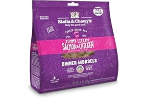 Stella & Chewy's Freeze-Dried Raw Cat Dinner Morsels – Grain Free, Protein Rich Cat & Kitten Food – Yummy Lickin’ Salmon & Chicken Recipe – 18 oz Bag
