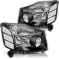 Bingbingmotor Headlight Assembly Compatible with 2004-2015 Nissan Titan / 2005-2007 Armada Left and Right Side Black Housing with Clear Reflector Headlamps