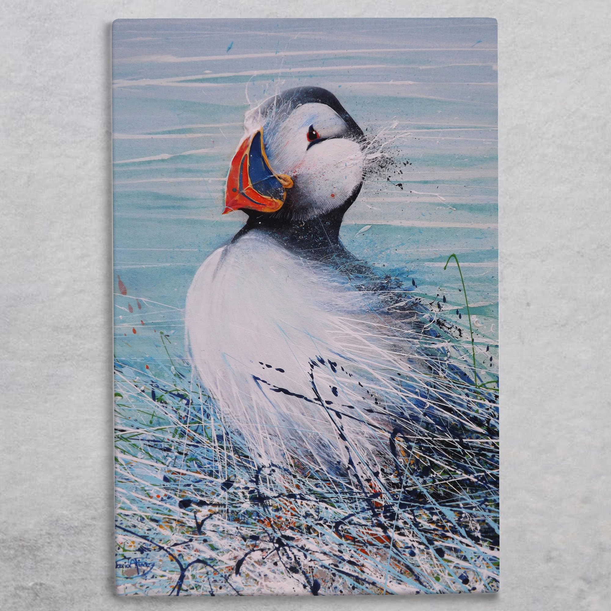 Global Designs Ceramic Tile Puffin Picture Plaque Sign Nautical Bird Wall Art By David A Finney 30x20cm