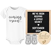 Pregnancy Announcement, Coming Soon Baby Announcement For Grandparents Dad Husband Family, Pregnancy Reveal Ideas, Gender Reveal Baby Shower Gifts -Felt Letter Board, Onesie, Booties, Wooden Sign