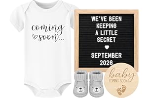 BLINKING STARS Pregnancy Announcement, Coming Soon Baby Announcement For Grandparents Dad Husband Family, Pregnancy Reveal Ideas, Gender Reveal Baby Shower Gifts -Felt Letter Board, Onesie, Booties, Wooden Sign