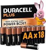 Duracell Plus AA Alkaline Batteries 1.5V 18 Pack 10 Year Storage MN1500