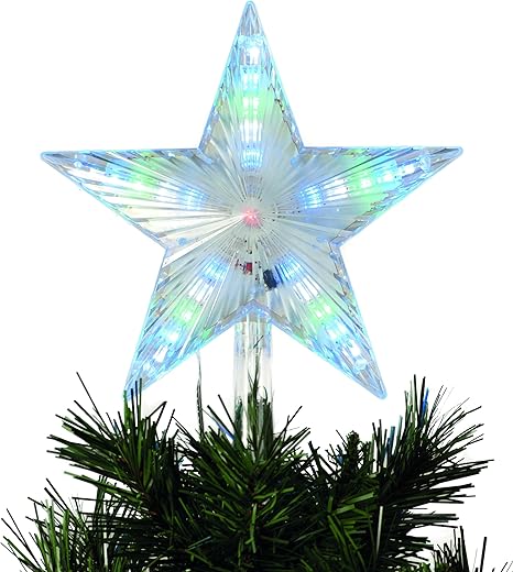 Stella Di Natale A Batteria.Festive Productions Animate Digitale Led Puntale Per Albero Di Natale A Forma Di Stella A Batteria 24 Cm P012184 Amazon It Illuminazione
