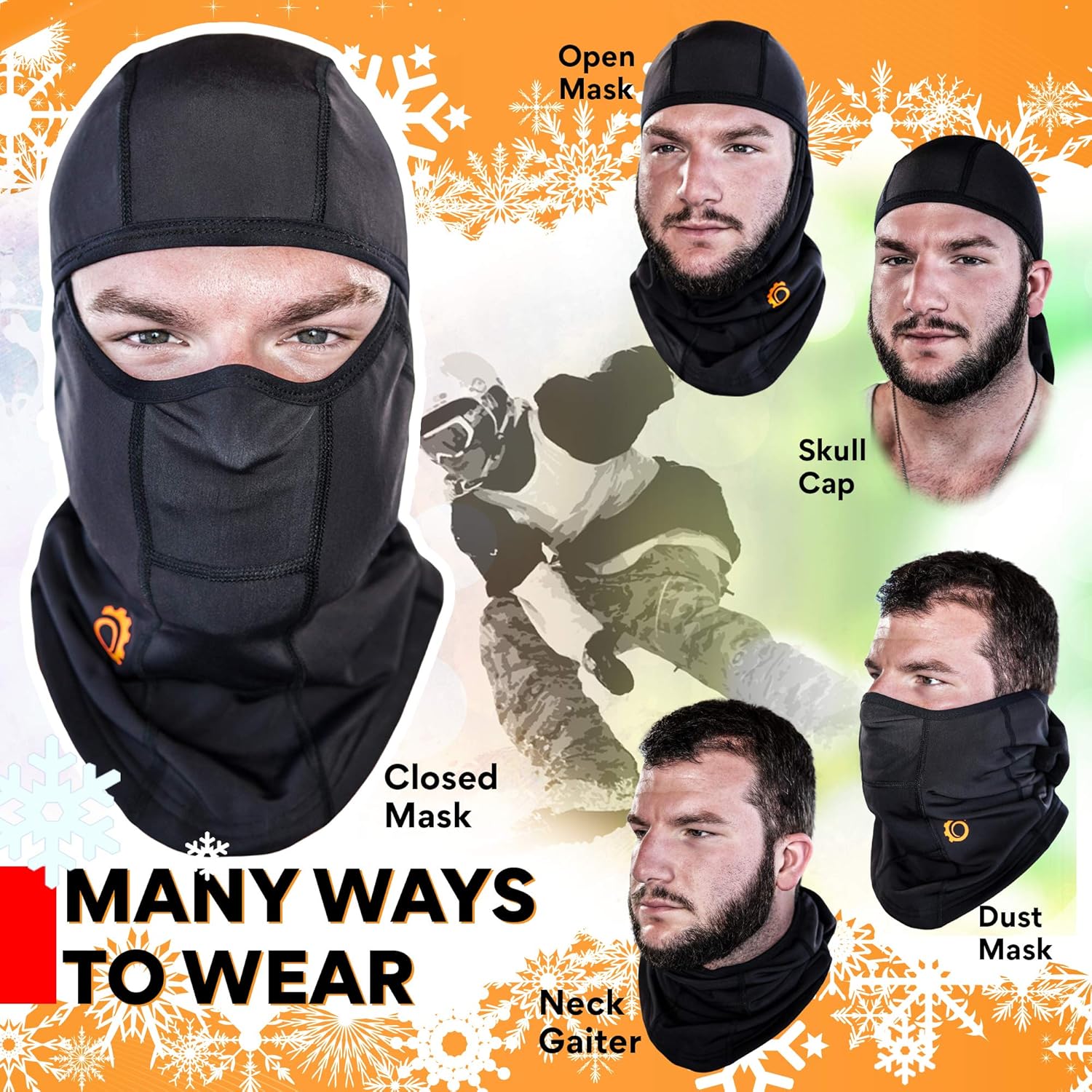 Balaclava Face Mask Premium Ski Mask and Neck Warmer for Ski, Snowboard, Motorcycle and Cycling, (Black): Automotive