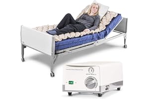 BEVEL MEDICAL Premium Alternating Air Pressure Mattress Pad for Medical or Standard Bed - Sore and Ulcer Relief Includes Ultra Quiet Pump Topper Fits Size Hospital