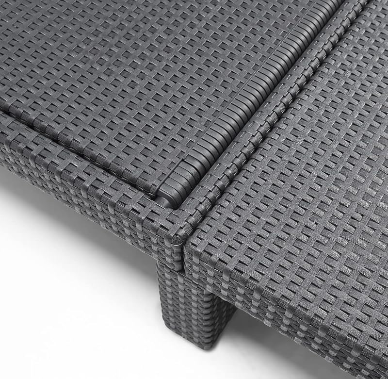 Allibert by Keter Daytona Deluxe Sonnenliege für Garten, Terrasse & Balkon mit verstellbarem Kopfteil, grau, inkl. Auflage, Gartenliege aus Kunststoff, flache Rattanoptik, 195x65x25,5 cm