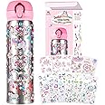 YOFUN Decorate Your Own Water Bottle with 11 Sheets of Unicorn Stickers & Glitter Gems, Craft Kit & Art Kit for Children, Gift for Girls Age 4 5 6 7 8 9 10 Years Old Kids, BPA Free Insulated (Silver)