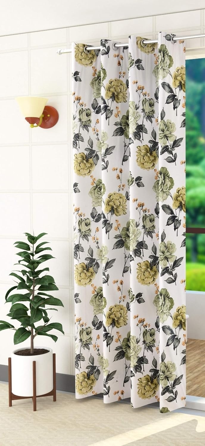 LaVichitra 1 Piece Polyester Floral Long Door Curtain 9 feet Green B07VPV9Y1Z