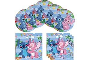 FENGHU Lilo and Stitch Birthday Party Supplies, Include 20 Plates and 20 Napkins, for Lilo and Stitch Theme Birthday Party Decorations Serves 20 Guest