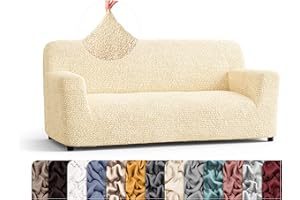 PAULATO BY GA.I.CO. Sofa Slipcover - Stretch Couch Cover - Stylish Cushion Sofa Cover - Soft Polyester Fabric Slip Cover - 1-Piece Form Fit Washable Protector for Pet - Microfibra Collection - Cream