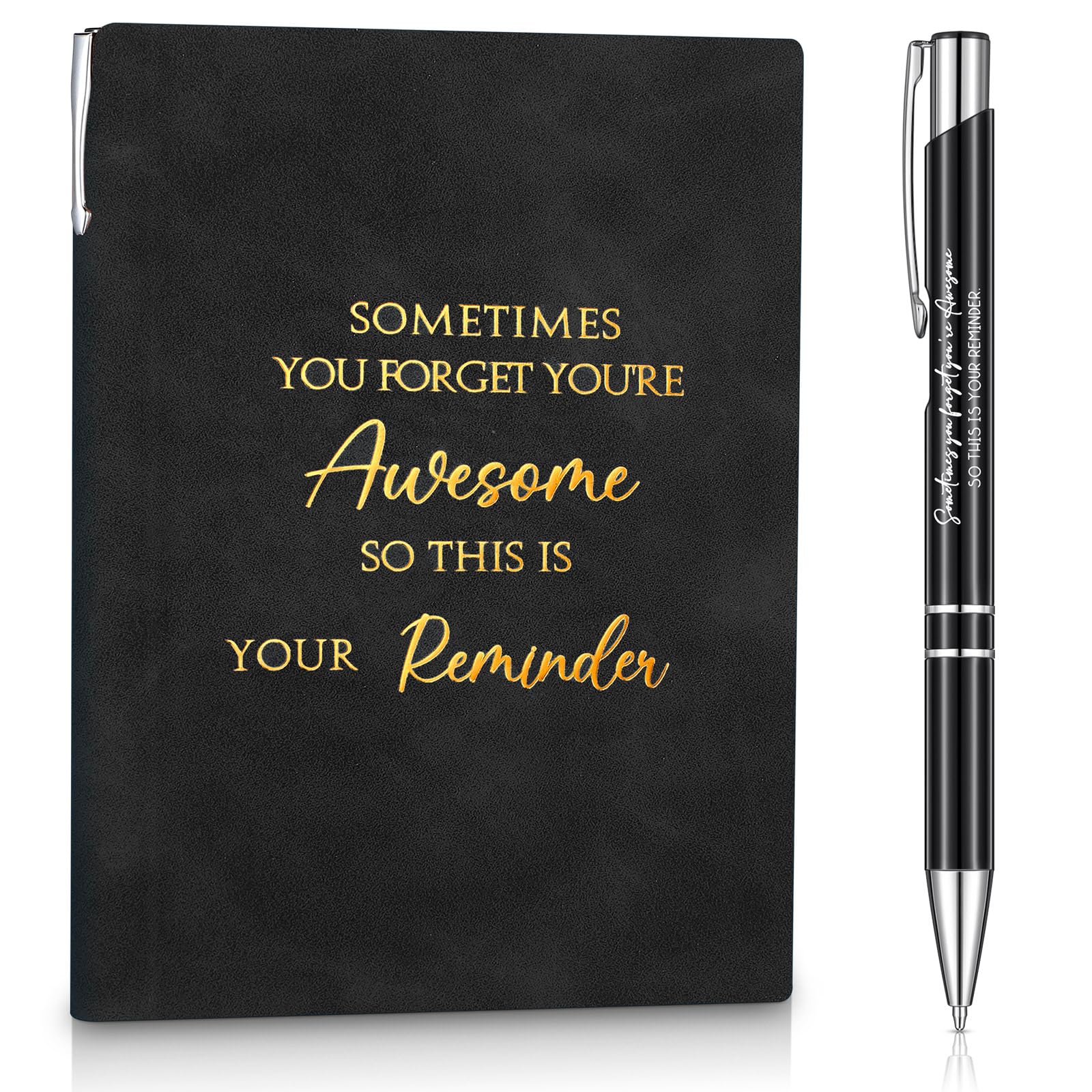 Tenare Appreciation Gift A5 Sheepskin Leather Journal and Pen Set Inspirational Notebook for Nurse Teacher Coworker Volunteer Graduation Gift Colleague Office(Black,Sometimes)