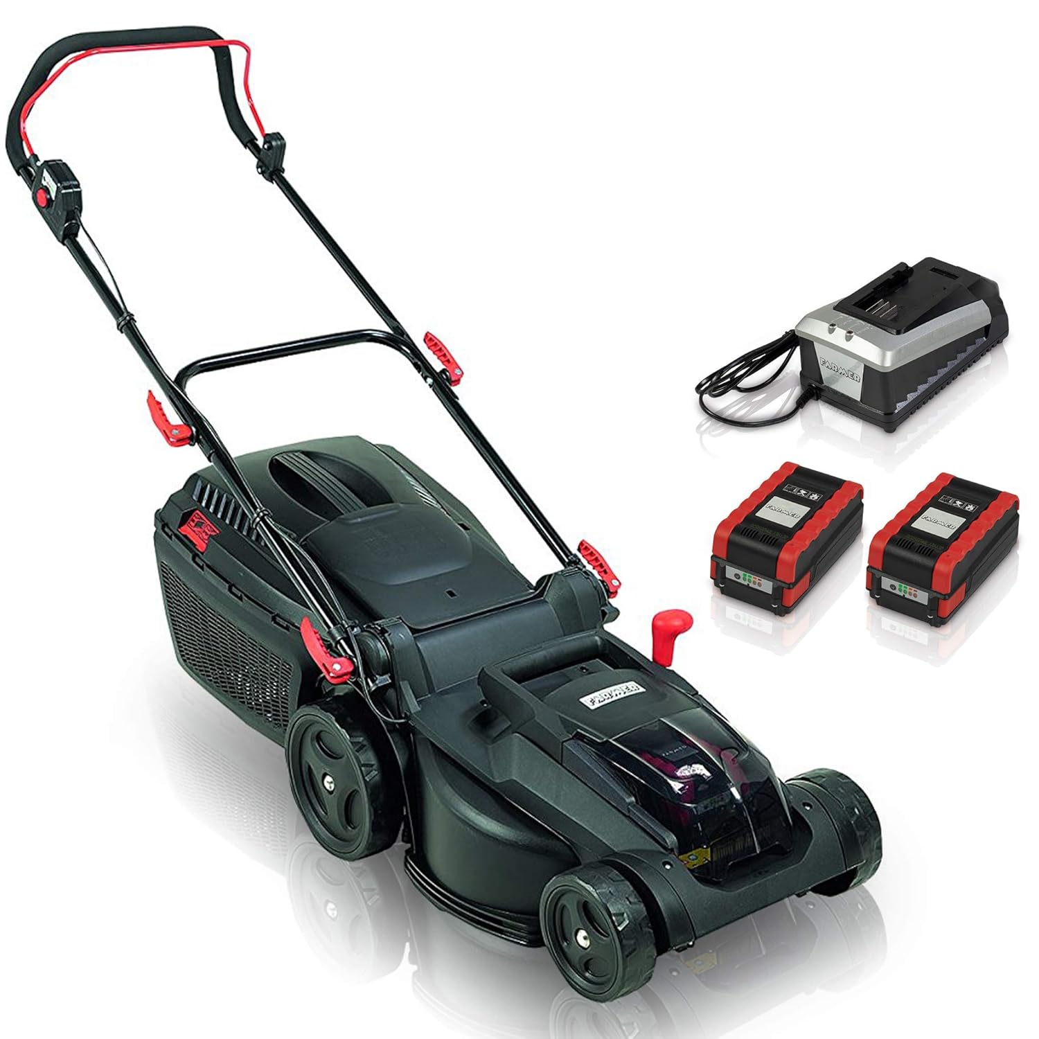 Farmer Akku Rasenmäher AM 36 Blackline mit 2 Akkus (36 V 2.6 Ah Lithium