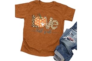CAZYCHILD Toddler Fall Shirt for Girls Boys Halloween Shirts Pumpkin Graphic Clothes Kids Thanksgiving Short Sleeve Tee Tops