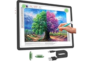 Phylosal Rechargeable A3 LED Light Pad for Diamond Painting, Ultra-Thin Magnetic Tracing Light Box for Drawing, Diamond Art Light Board with Side Button, Super Bright Light Table for Sketching (Black)