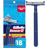 Gillette Sensor2 Disposable Razors for Men, Water Activated Lubrastrip to Help Avoid Skin Irritation, 18 count