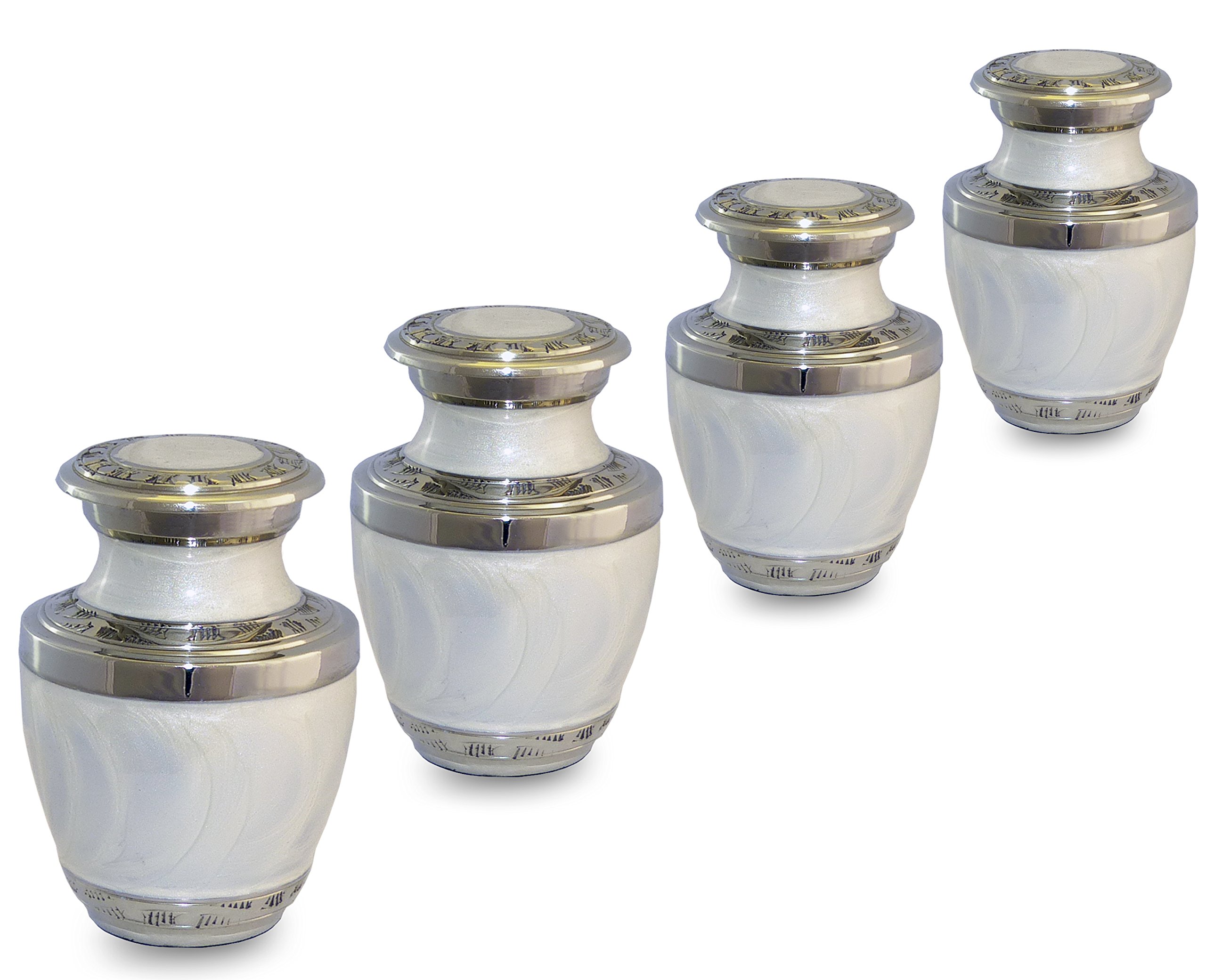 Everlasting Love White Small Keepsake Urns For Human Ashes Set of 4