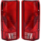 HECASA Tail Light Compatible with 1980-1986 F-150 F-250 F-350 Bronco F-100 | Pair; Halogen Brake Lamp Taillight; Replacement for E4TZ13405B FO2800103 E4TZ13404B FO2801102 Red White Lens Black Housing
