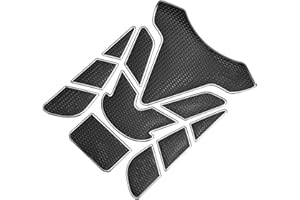 A ABSOPRO Universal 3D Motorcycle Gas Tank Decal 7.68''x5.63'' Gas Tank Protector Sticker Fuel Oil Gas Tank Pad Protector Sticker PVC Rubber Black Silver Tone