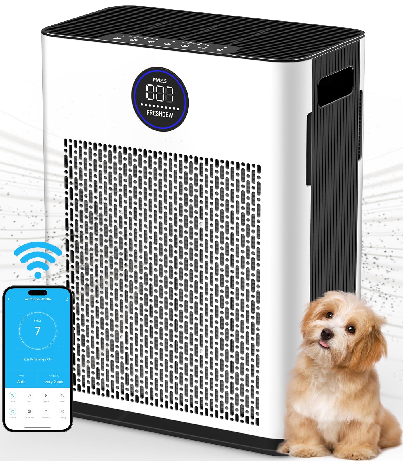 Photo 1 of (parts (not functional) FRESHDEW Air Purifier for Home Up to 2300ft² With H14 True HEPA Smart WiFi Control & Double-Sided Intake | 22dB Ultra Quiet for Bedroom/Pet Homes | Removes Smoke, Odors, Pollen, Dust, Dander