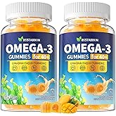 BSSTABBON Omega-3 Gummies Supplement for Adults 40+: 1280mg Vegan Omega3 Fatty Acid DHA EPA with Vitamin D3 K2 Zinc Turmeric for Overall Health Support - Fish Oil Alternative for Women Men(120Count)