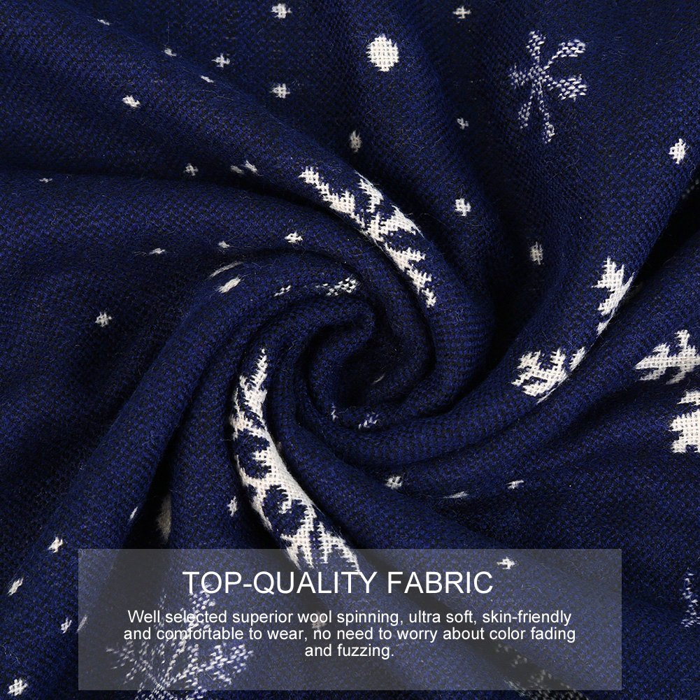 Vbiger Christmas Unisex men women Reversible Winter Scarf Oversized Warm Wrap Shawl Thickened Pashmina with Tassels (Navy Blue)