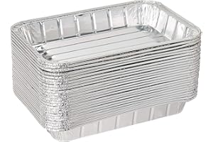 DCS DEALS Pack of 20 Disposable Aluminum Foil Toaster Oven Pans-Mini Broiler Pans | BPA Free | Perfect for Small Cakes or Personal Quiche | Standard Size - 8 1/2" x 6"