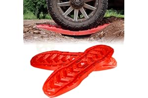 I1MOTOR Red Recovery Boards Tire Traction Mats With Storage Bag, Assist Off-Road Trapped Vehicles To Escape Desert, Snow And Climbing Obstacles, Car Extraction Accessories, 42.13"x13.98"x2.36", 2pcs