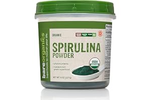 BareOrganics 13132 USDA Organic Raw Spirulina Powder, Whole Food Supplement, Gluten-Free & Non-GMO, 8 Ounce