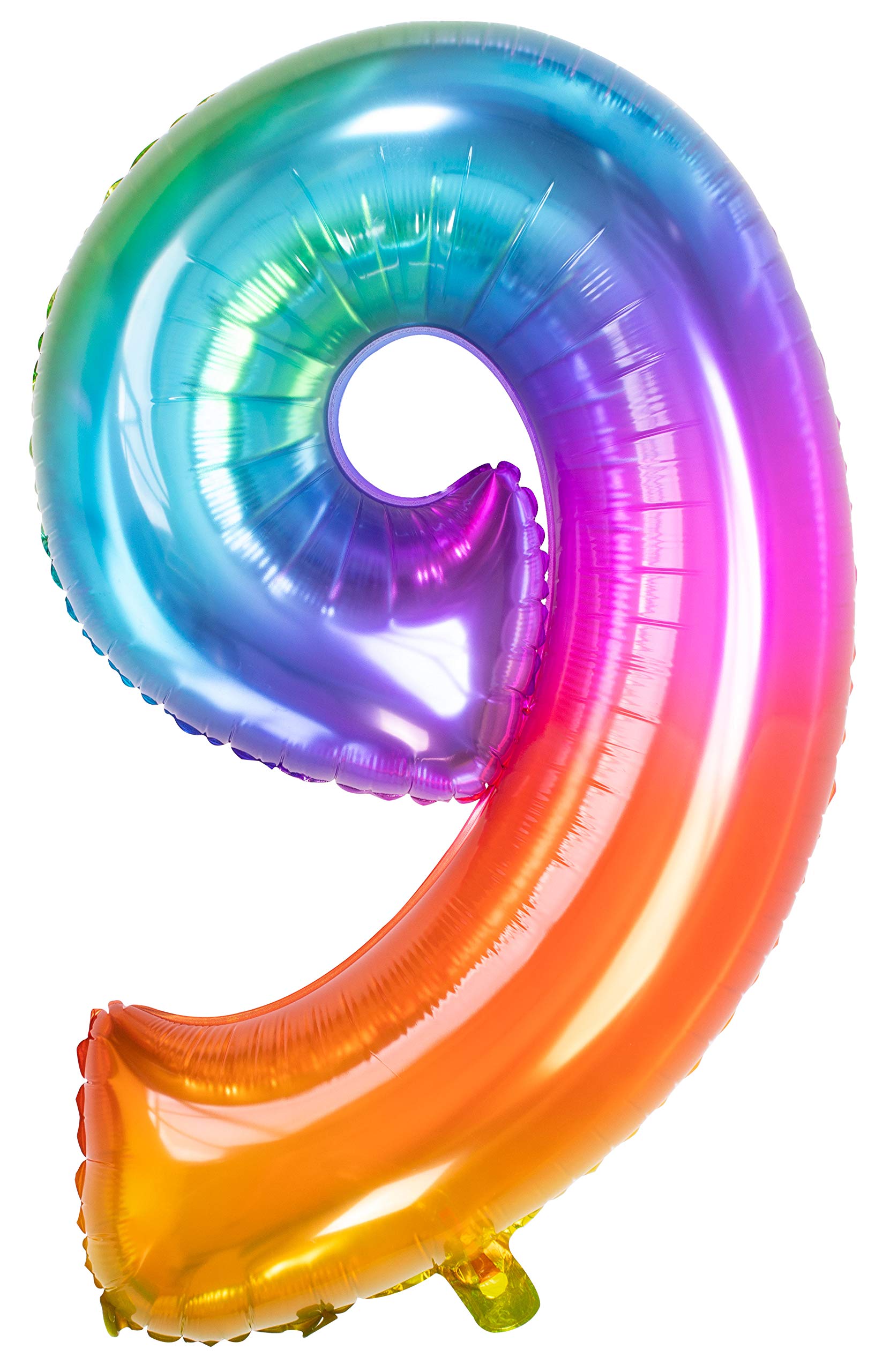 Folat 63249 Foil Balloon Yummy Gummy Rainbow Number 9-86 cm, Multi Colors, 86cm