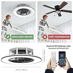 PrimeMall Bladeless Ceiling Fan with Light and