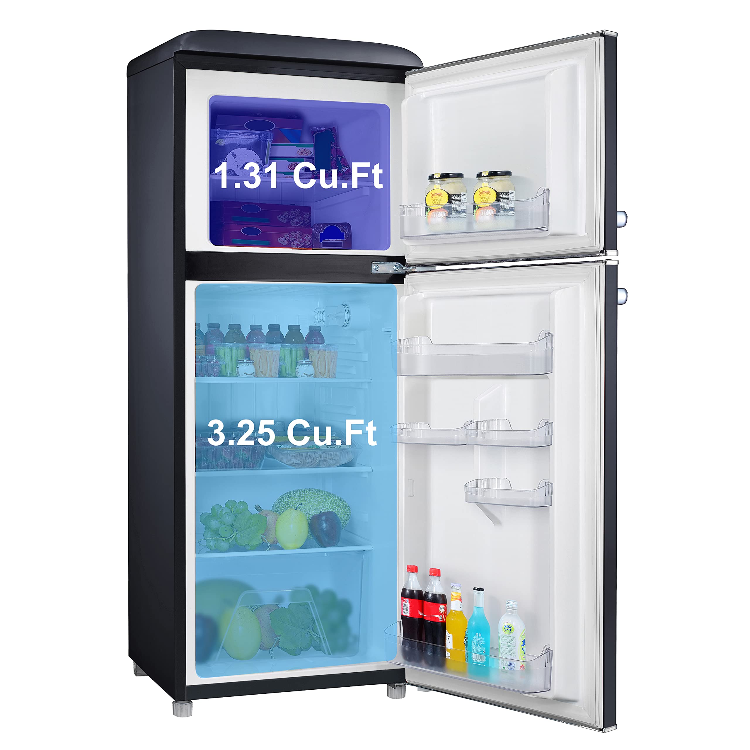 Galanz GLR46TBKER Retro Compact Refrigerator with Freezer Mini Fridge with Dual Door, Adjustable Mechanical Thermostat, 4.6 Cu Ft, Black
