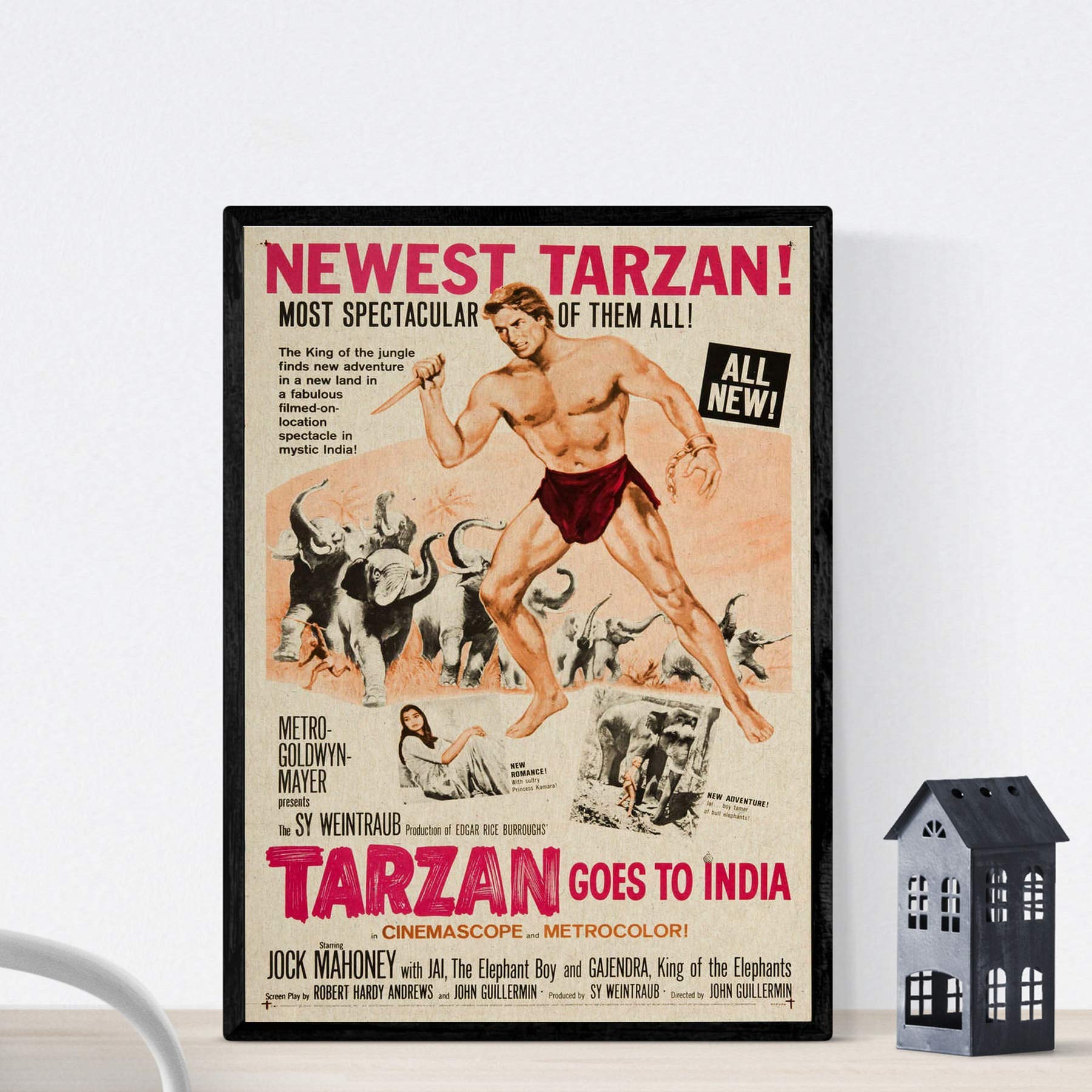 Nacnic Vintage Poster Vintage movie poster Tarzan in India. A3 size