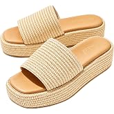 FULQULK Raffia Sandals Women Platform Sandals Women, Slip on Sandals Woven Platform Beach Straw Sandals Women, 2026 Summer Vacation Shoes, Suitable for Leisure, Vacation and the Beach