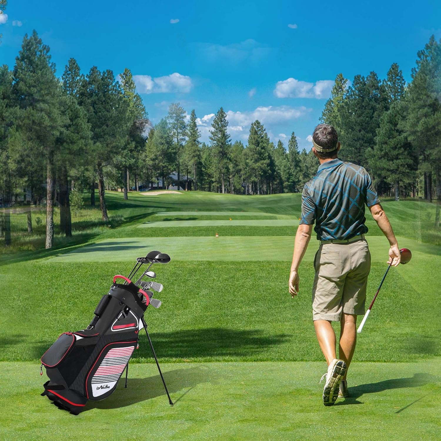 Golf Stand Bag 14 Way Divider, 6LB Lightweight Portable Walking/Riding Bags with Rain Hood & Straps : Sports & Outdoors