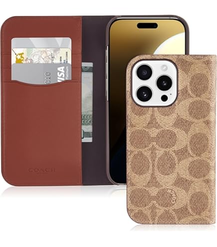 Amazon.com: Coach Signature Canvas Wallet Folio iPhone 16 Case