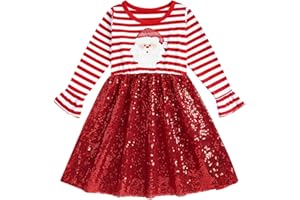 Vieille Toddler Baby Girls Christmas Dress Santa Claus Sequin Sparkly Kids Princess Party Dress 2-6 Years