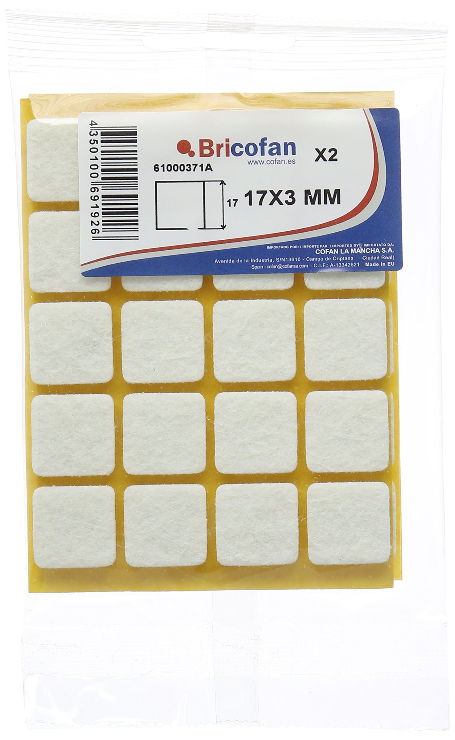 CoFan 61000371 A – Pack of 40 fieltros Square 17 x 17 x 3 mm White