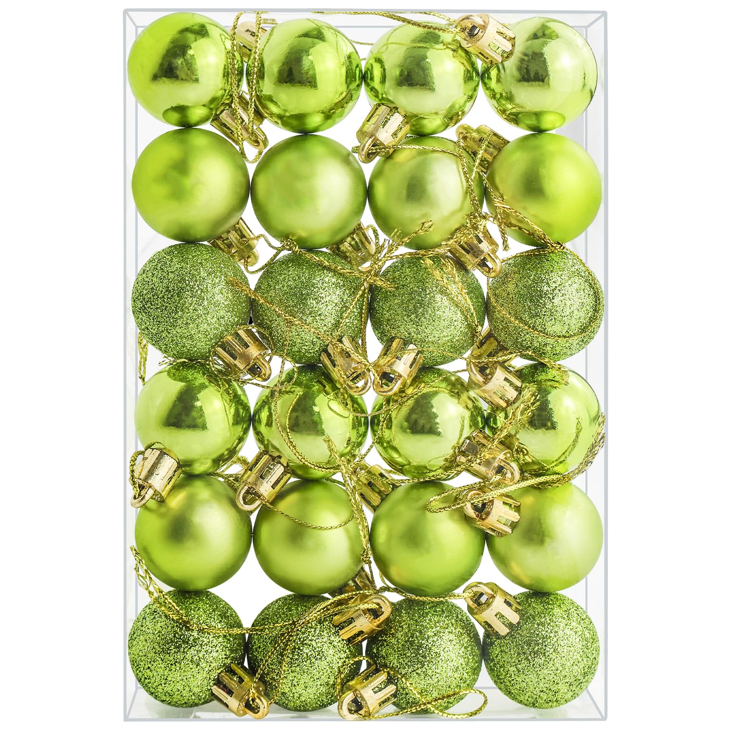 24 Pieces 30 mm Christmas Balls Decoration Shatterproof Christmas Tree Baubles Mini Hanging Ball for Xmas Tree Holiday Wedding Party Ornaments, Green