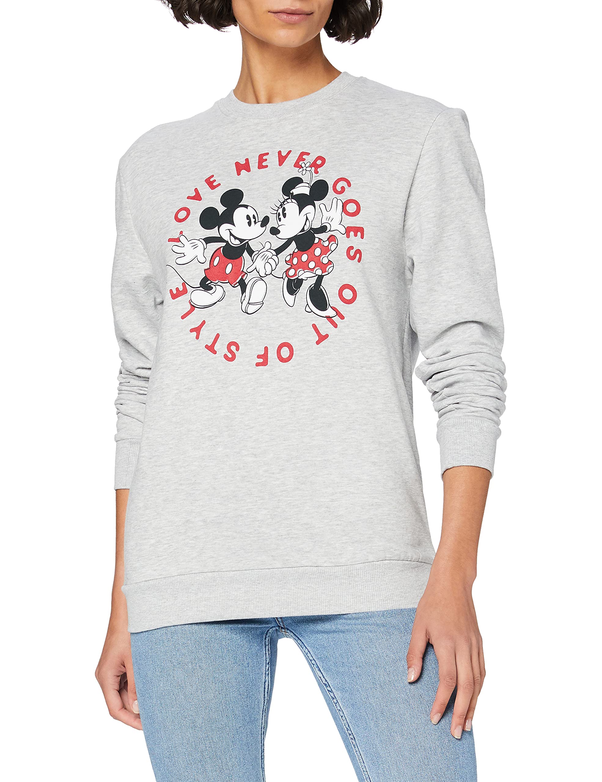Disney Women's Love Never Goes Out of Style Sweatshirt, Grey (Heather Grey Hgy), 8 UK