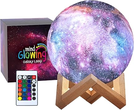 lampara 3d galaxy moon de mind glowing luz nocturna para ninos galaxia luna grande 5 9 pulgadas con 16 colores led control tactil y remoto
