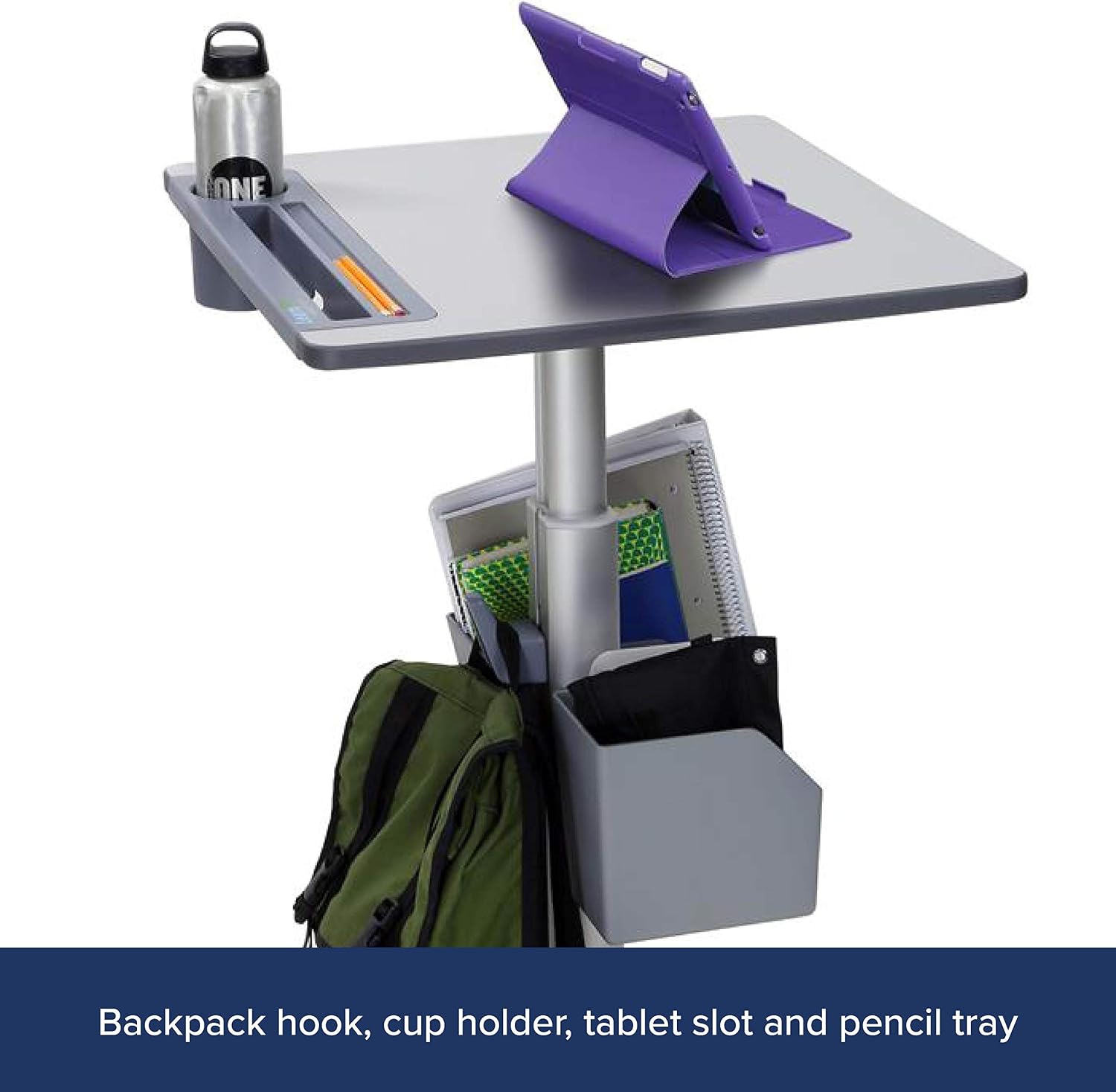 Ergotron LearnFit Rectangular Adjustable Stand for Laptop - Black, Grey, tall - Image 3