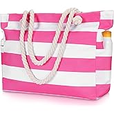 Clothirily Beach Bag for Women - Large Beach Tote Bag, Waterproof Sandproof Beach Bag with Zipper, Large Swim Pool Beach Tote