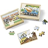 Melissa & Doug Construction Vehicles 4-in-1 Wooden Jigsaw Puzzles in a Box (48 pcs) - FSC-Certified Materials