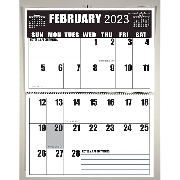 Amazon.com: High Contrast Wall Calendar | 2023 | Jumbo Large Print |  13-Months - January 2023 to January 2024 |Spiral and Punched to Hang | 22