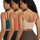 ODODOS Seamless Sports Bra for Women Ribbed Camisoles Non Padding Yoga Bra Crop Tank Tops