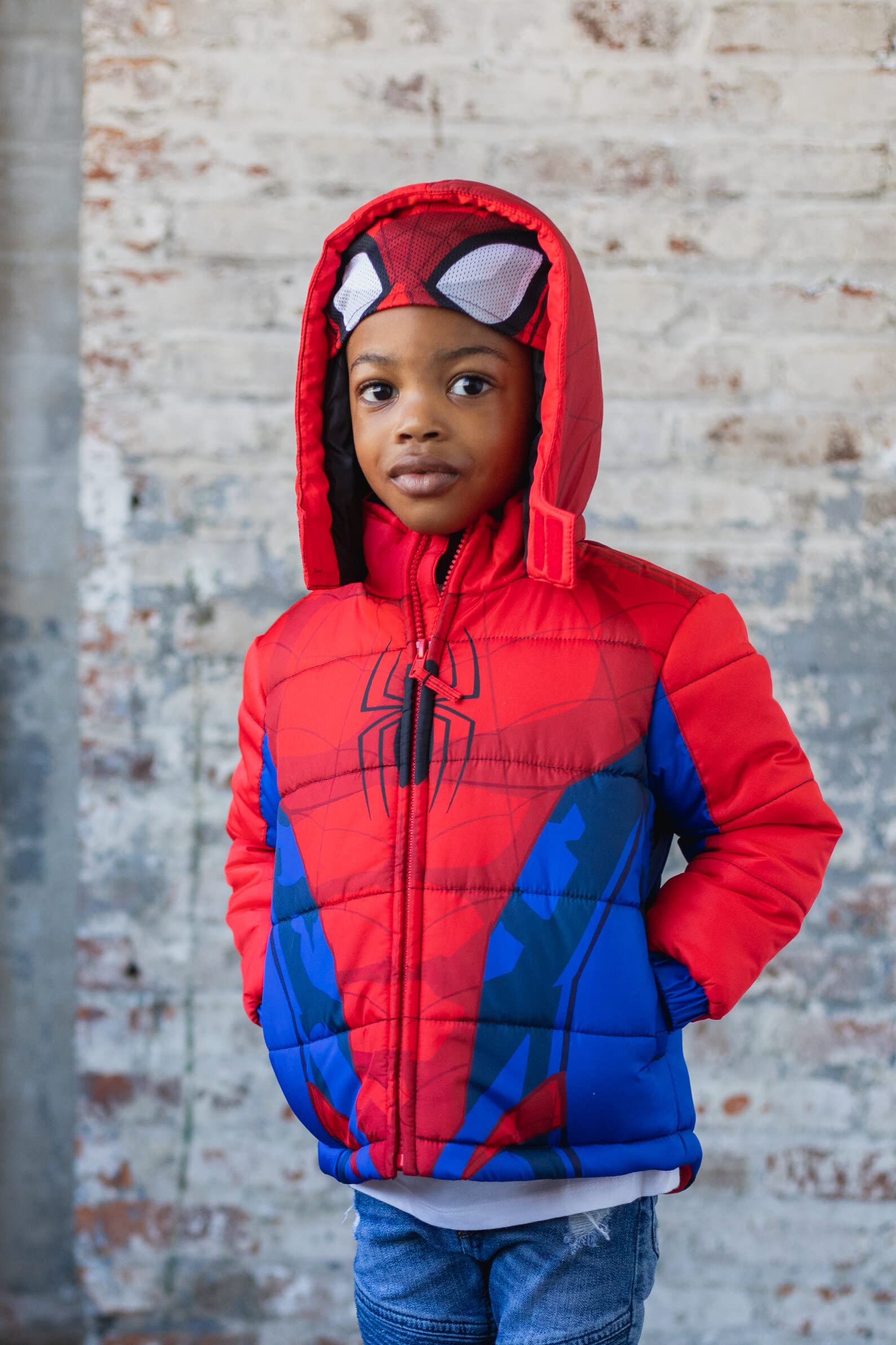Marvel Zip Up Cosplay Puffer Jacket Toddler to Big Kid Sizes (2T - 14-16)