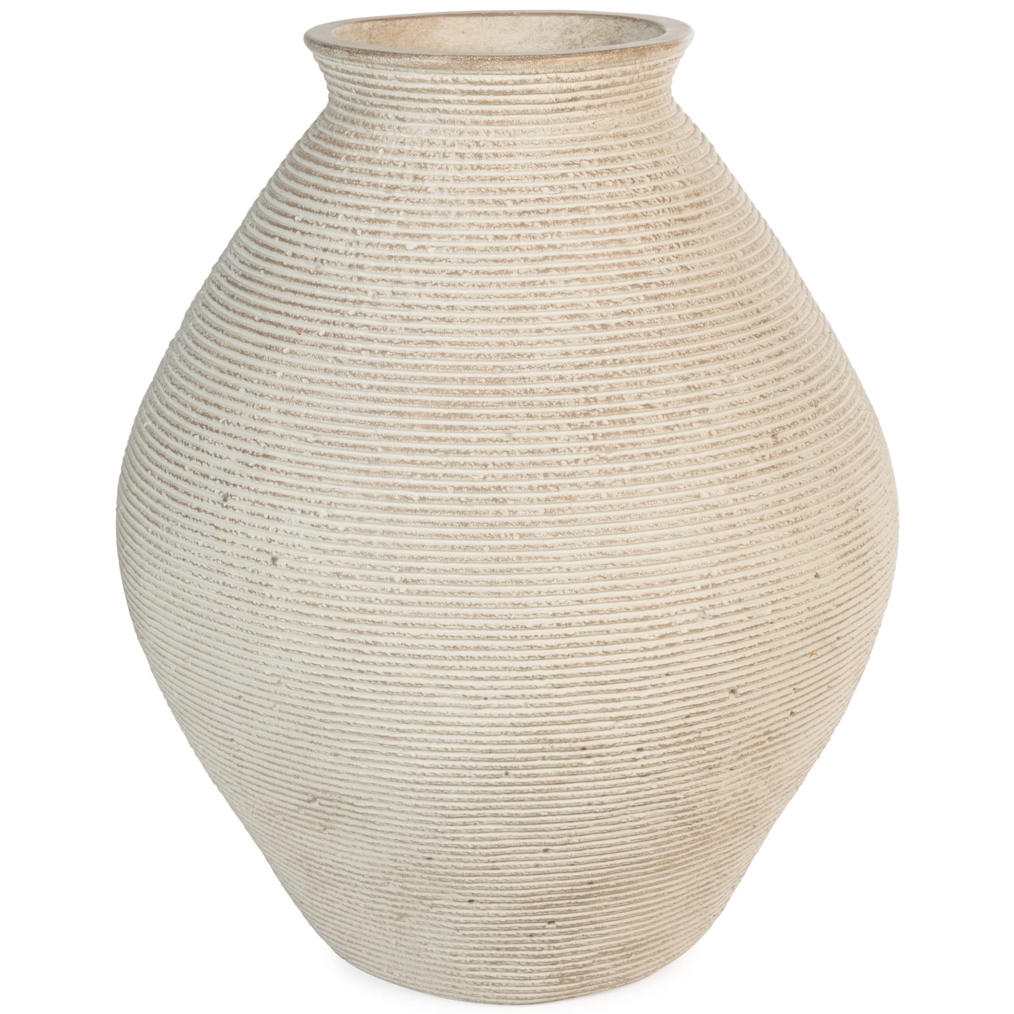 Signature Design by Ashley Hannela 12" Modern Distressed Polyresin Vase, Antique Tan - Image 2